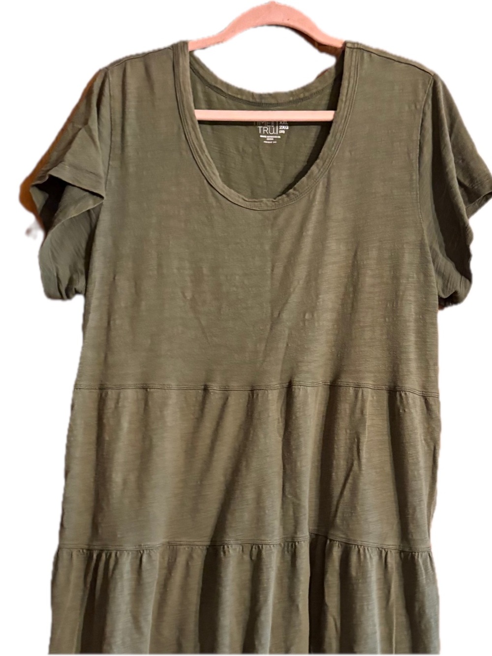 Time and Tru Olive Green Tiered Midi Dress XXL